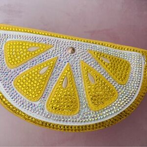 Rhinestone encrusted lemon purse